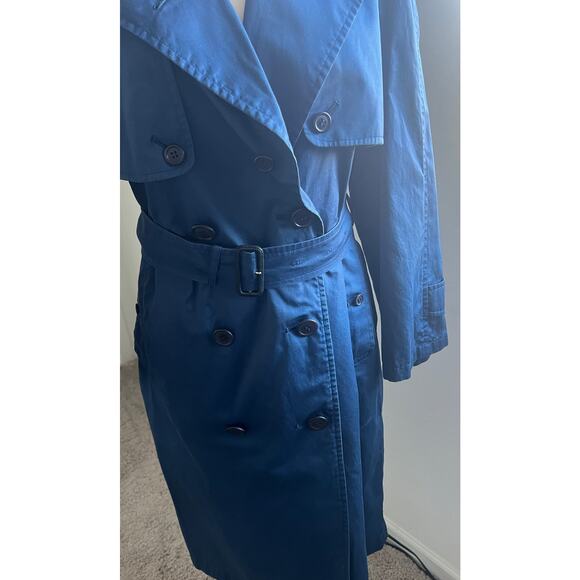 Burberry Kensington Lightweight Long Navy Belted Double Breasted Trench Coat L - Picture 6 of 13